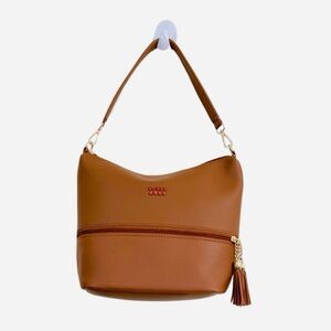 LOULU Faux Leather Tan Bucket Bag
